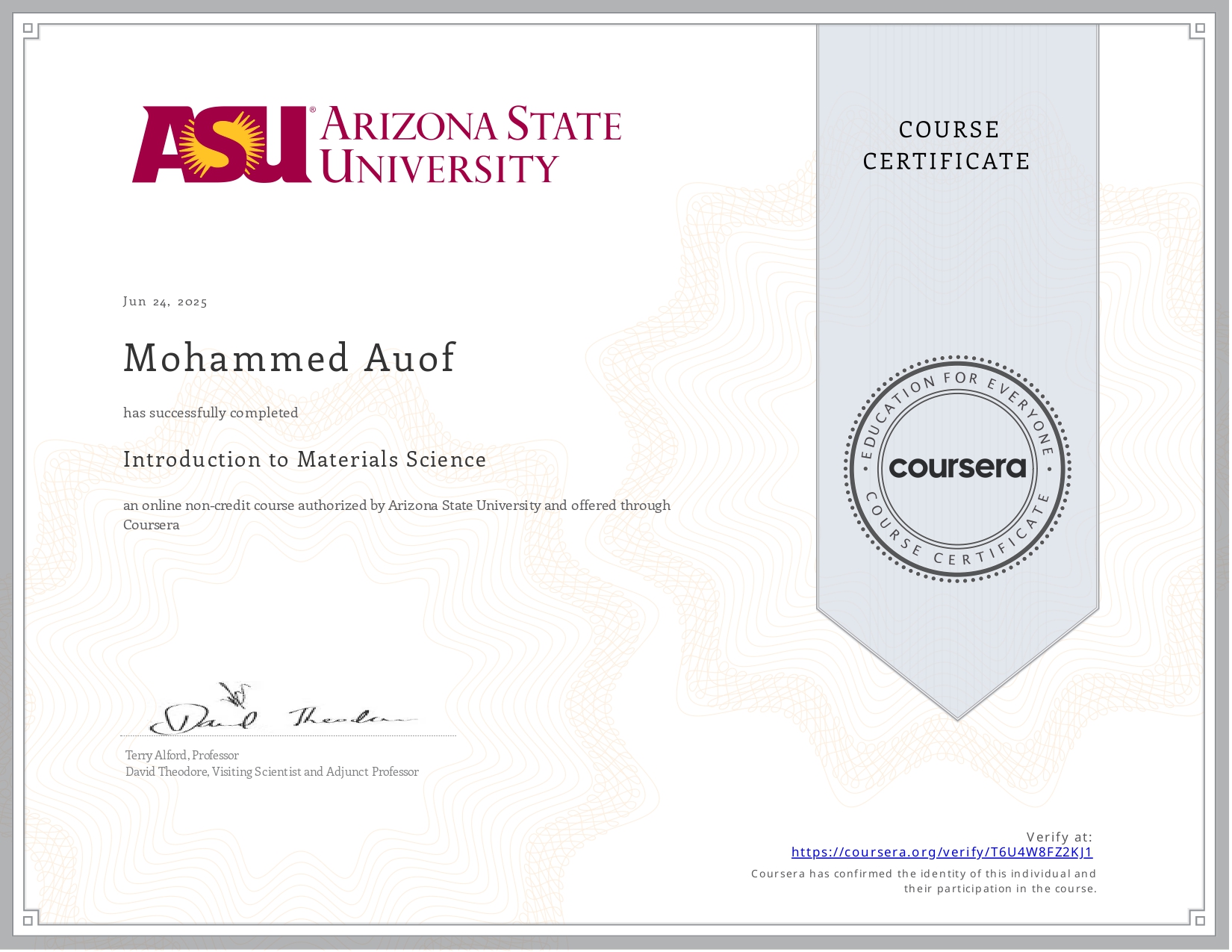 Material Science Coursera course